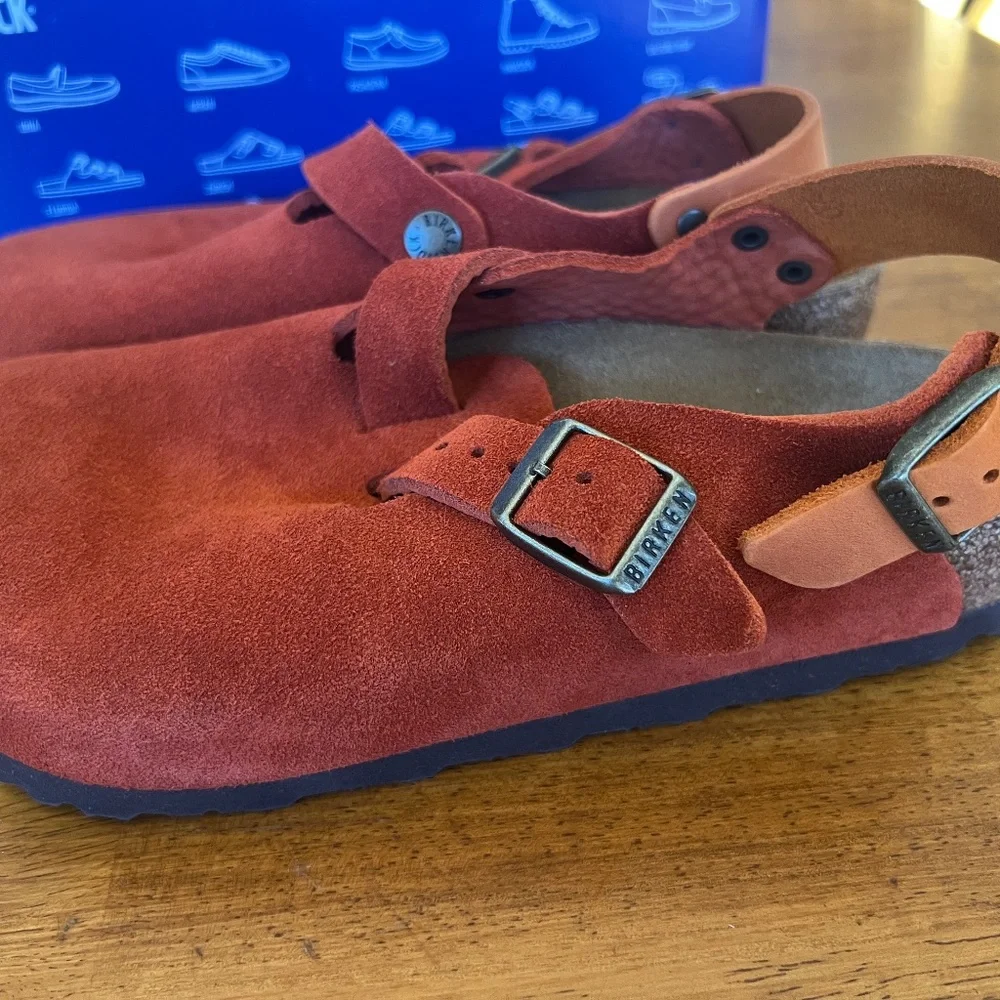 Birkenstock Tokio Suede Leather Rust Brown Size 36 - Picture 3 of 5